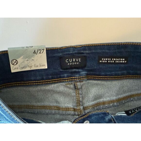 Curve Appeal Jeans High Rise Skinny Curve Creator Stretch Blue Shaping 4/27 - Picture 11 of 15